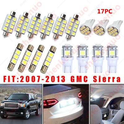 #ad 17PC White LED Bulb License Interior Light Package Kit For 2007 2013 GMC Sierra $12.14