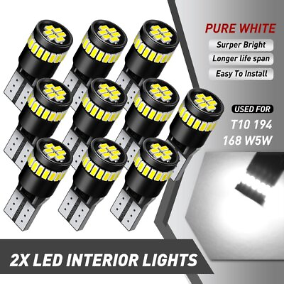 #ad AUXITO 10X T10 LED License Plate Light Bulb 6000K White 168 194 Super Bright 12V $18.99