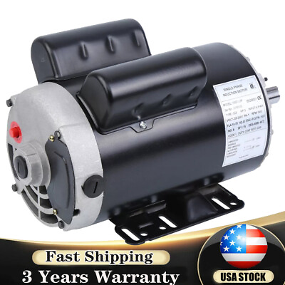 #ad 5 HP Compressor Duty Electric Motor 1 Phase 3450 RPM 145T Frame 7 8quot; Shaft 230V $225.99