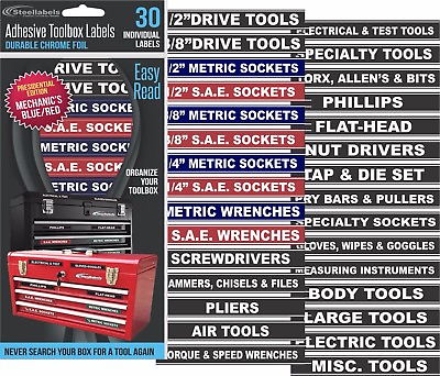 Adhesive TOOLBOX LABELS Blue Edition Fits all Craftsman Tool Chest amp; Drawers $6.95