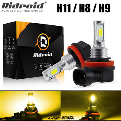 #ad 2X H11 LED Headlight Low Beam Kit Bright Yellow 3000K Light Bulb Fog Lamp 8000LM $11.99