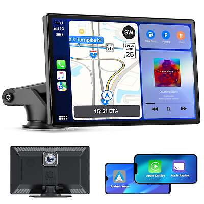 #ad #ad ✅9Inch Portable Car Stereo Radio Wireless Apple Carplay Android Auto GPS AUX FM $85.99