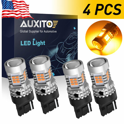 #ad 4PCS Amber Yellow 7440 LED Front Turn Signal Light Bulb Anti Hyper Flash Canbus $31.34