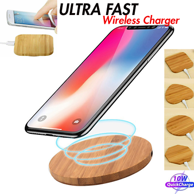 #ad 📲⭐QI WIRELESS CHARGER SLIM WOOD PAD CHARGING MAT FOR IPHONE X 8 8 PLUS USEFUL⭐ $9.99