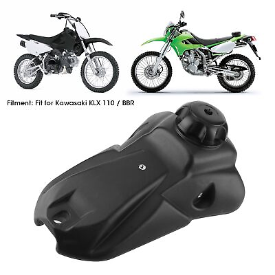 #ad #ad New Motorcycle Fuel Gas Tank with Cover Hard Plastic For Kawasaki KLX 110 BBR $35.73