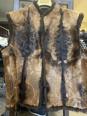 #ad Gucci Reversible Vest Unisex Fur Rabbit Size 50 Brown Light Brown $695.00