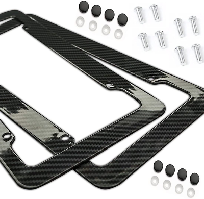 #ad #ad Carbon Fiber License Plate Frame W Glossy Finish Pack of 2 Plastic Front amp; $25.25