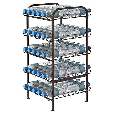 #ad 5 Tier Water Bottle Organizer Vertical Free Standing Storage Shelf Metal Beve... $45.39