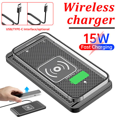 #ad Car Wireless Charger Pad Phone Fast Charging Mat Non Slip for iPhone Samsung 10W $16.79