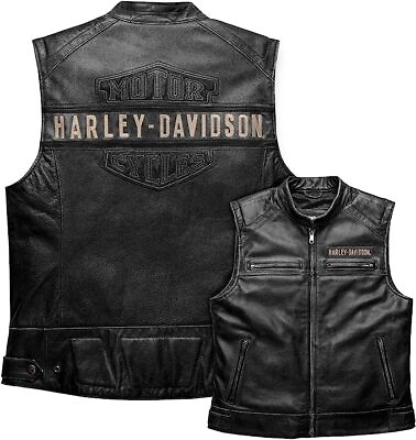 #ad #ad Motorcycle Real Cowhide Harley Leather Biker Vest Men#x27;s Cafe Racer Genuine $99.00