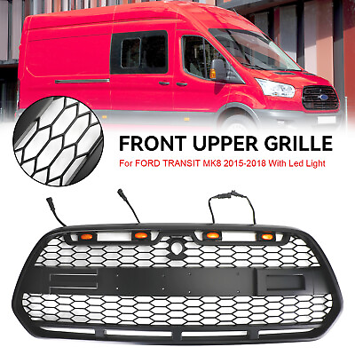 #ad 🔥Matt Black Front Bumper Grille Grill w LED Fit Ford Transit MK8 2015 18 Raptor $139.65
