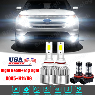 #ad For Ford Explorer 2011 2015 4x Combo LED Headlights Fog Light Bulbs Kit WHITE $16.60