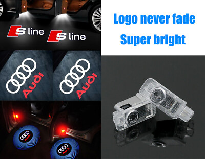 #ad For AUDI Door Logo Lights LED Laser Ghost Shadow Projector Courtesy CAR 2 4 pcs $15.88