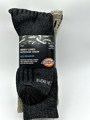 #ad NEW 4 PAIR PACK MENS DICKIES ALL SEASON TERRY LINED OUTDOOR CREW SOCKS SIZE 6 12 $14.99