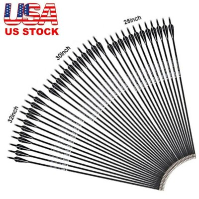 #ad 12X 28 30 32 Inch Archery Carbon Arrows Spine 500 7.8mm For Compound Recurve Bow $29.99