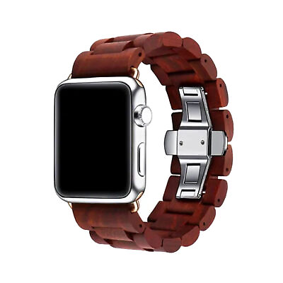 #ad Wooden Apple Watch Band Red Sandalwood 42 44 45mm for Series 7654321 $14.99
