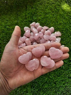 #ad Natural Pink Rose Quartz Crystal Carved Heart Shaped Healing Love Gemstone Gift $16.00