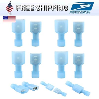 #ad 100 50X Blue Male Female Insulated Wire Terminal Spade Crimp Connector 16 14AWG $7.79