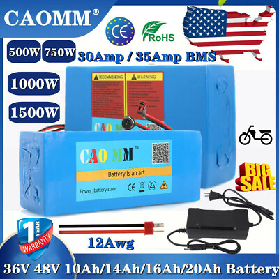 #ad 36V 48V 10Ah 14Ah 20Ah Lithium li ion Battery 500W 1500W ebike Electric Bicycles $245.00