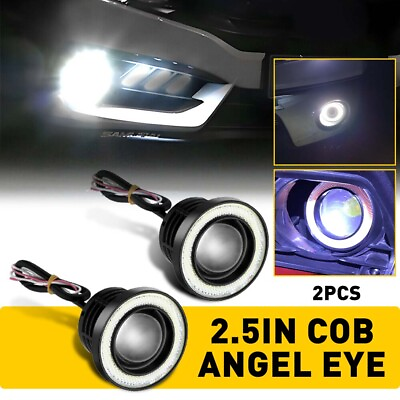 #ad 2.5Inch COB Halo LED Ring DRL Fog Lights Projector Car Angel Eyes Bulbs 6000K 2X $16.99