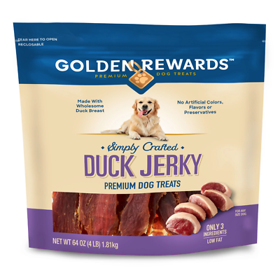 #ad Golden Rewards Duck Flavor Premium Dry Jerky Treats for All Dogs 64 oz $37.47