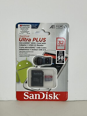 #ad New SanDisk Ultra Plus 32GB Class 10 MicroSDXC Memory Card Adapter USB 2.0 $11.49