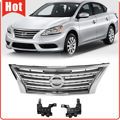 #ad Front Shell Silver Insert W Chrome Grille For 2013 2015 Nissan Sentra NI1200252 $39.99