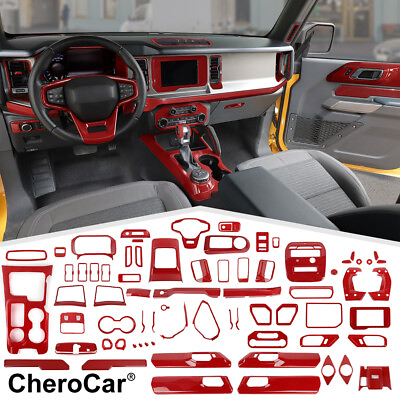 #ad Red Car Inner Dash Gear Shift Full Decor Trim Kit for 2021 24 Ford Bronco 2Door $691.99