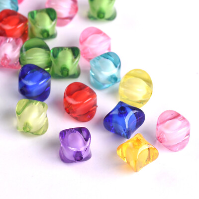 #ad 50pcs Round Square Pumpkin Colorful Acrylic Plastic Loose Beads Lot DIY Jewelry $2.29
