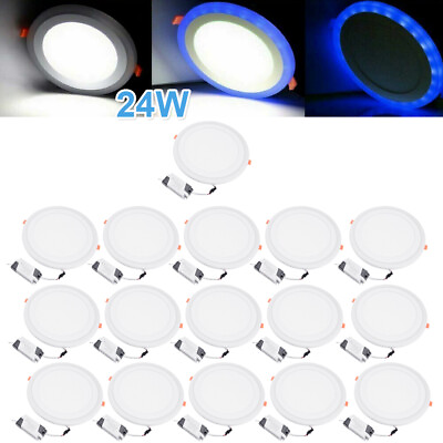 #ad 16Pcs 24W Blue White LED Ceiling Light Fans Recessed Panel Downlight Spot Lamp $126.99