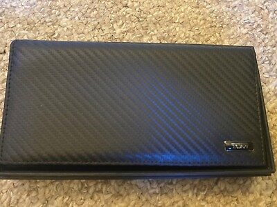 #ad TUMI Carbon Fiber textured leather breast pocket wallet checkbook holder NWOT $215.00