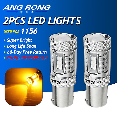 #ad 2pcs Amber 382 P21W 1156 BA15s 15W LED Side Indicator Daytime Running Light Bulb GBP 10.89