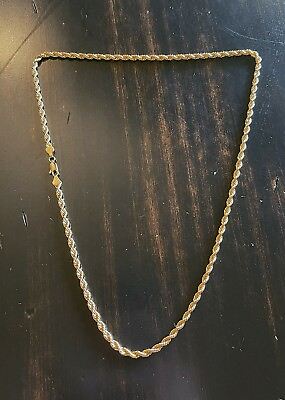 #ad Men#x27;s 14k Gold Stamped Rope Chain 24 Inches quot; 4mm Necklace $45.99