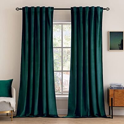 #ad MIULEE Velvet Curtains 2 Panels Luxury Blackout Curtains W52 x L72 Teal Green $58.11