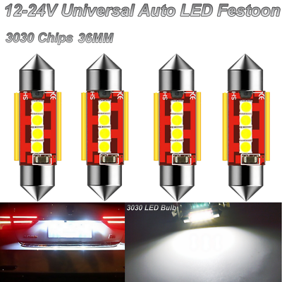 #ad 4x 36mm C5W 12 24V Festoon LED Blubs 4LEDs 3030 Canbus Dome License Plate Lights $9.99