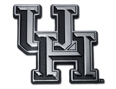 #ad University of Houston UH Shiny Chrome 3.5quot; x 2.5quot; Auto Emblem $17.95