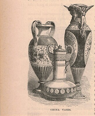 #ad 1876 China Vases Engraving Victorian Original Print 2V1 41 $17.99