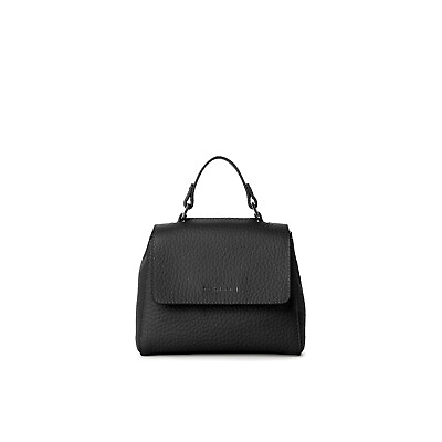 #ad Woman handbag Orciani Sveva mini in black soft leather classic crossbody bag $270.55