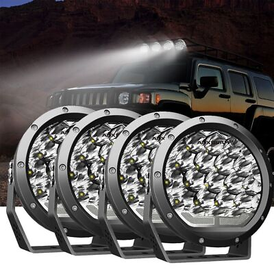 #ad AUXBEAM 4x 7quot; LED Pods Work Light Bar Round Driving Fog Headlight Truck Off Road $269.99