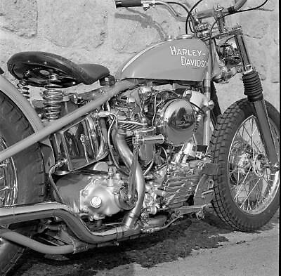 OLD LARGE PHOTO MOTOR RACING Harley Davidson Knucklehead Motorcycle test 1966 4 AU $6.75