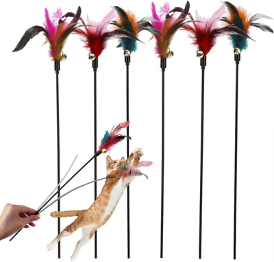 #ad Cat Feather Toy Cat Wand Feather Toys 6 PCS and Cat Teaser Wand Feather Toys fo $9.88