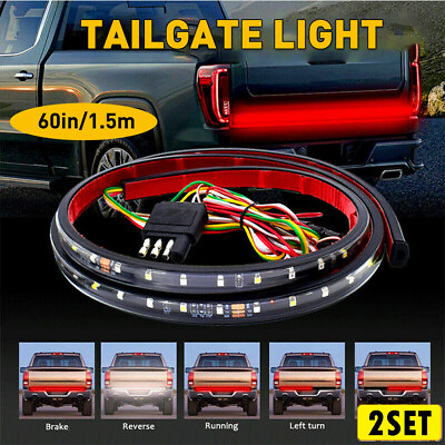 #ad 2Set 60quot;Inch LED Tailgate Bar Truck Tail Brake Lamp Turn Signals Light Strip US $23.38