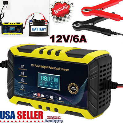 12V 6A Car Battery Charger Maintainer Auto Trickle RV for Truck Motorcycle ATV $17.95