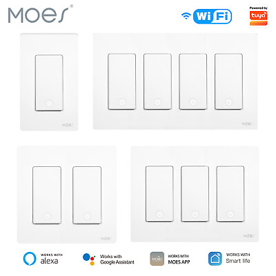 #ad MOES 1 2 3 4 Gang WiFi Smart Light Switch Wall 3 Way Timer Alexa Google APP NEW $14.39