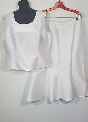 #ad Elizeh Women#x27;s Sz 12 2pc White Sleeveless Fit amp; Flare Mermaid Formal Skirt Set $45.00