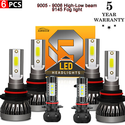 #ad 6x Bulbs LED Headlight Kit Hi Lo BeamFog lamp For 2003 GMC Savana 1500 Bright $39.99