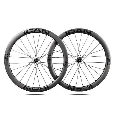 ICAN 46C Carbon Wheelset Road Bike Clincher Center Lock Disc Wheelset 12*100 142 $570.00