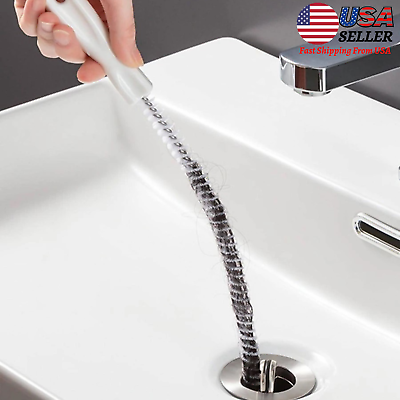 #ad 45cm Bathroom Hair Sewer Sink Cleaning Brush Drain Cleaner Flexible Cleaner Clog $5.79