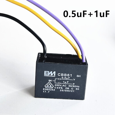 #ad CBB61 motor fan start capacitor 3 wire 0.5uf1uf，450V ± 5% 85 degree $5.98