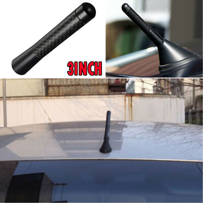 #ad REAL CARBON INCH 3 FIBER SHORT ANTENNA AM FM STYLE RADIO AERIAL WHIP BLACK GBP 6.99